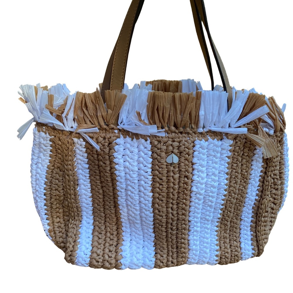 Kate Spade Brown and White Striped Tote Bag